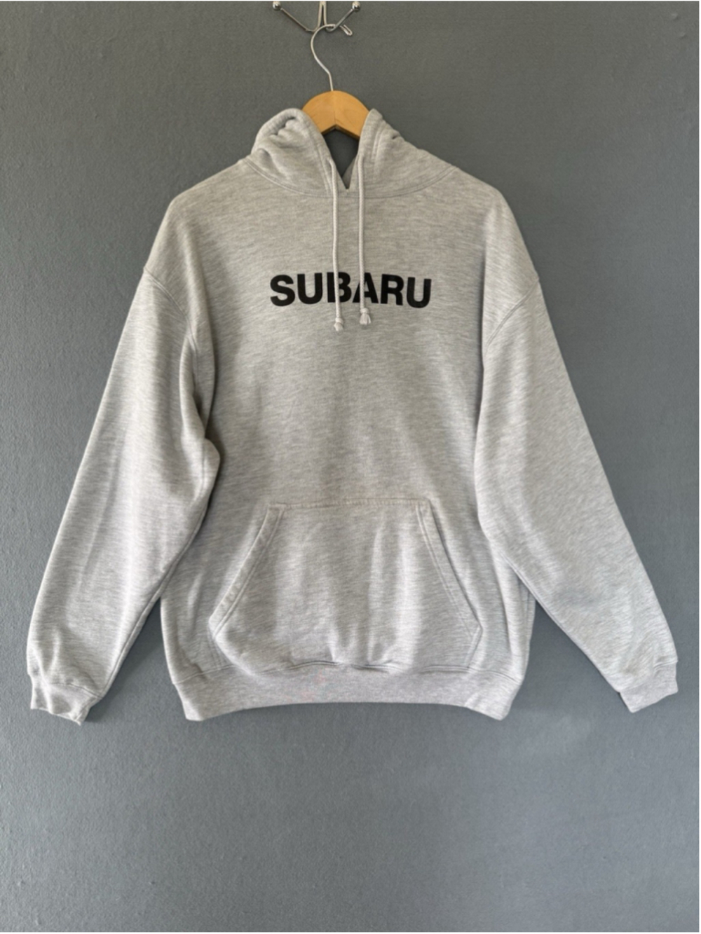Subaru Hoodie Mens XL Gray Pullover Sweatshirt Anvil Logo Automotive Car